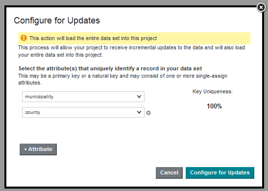 Configure for Updates dialog