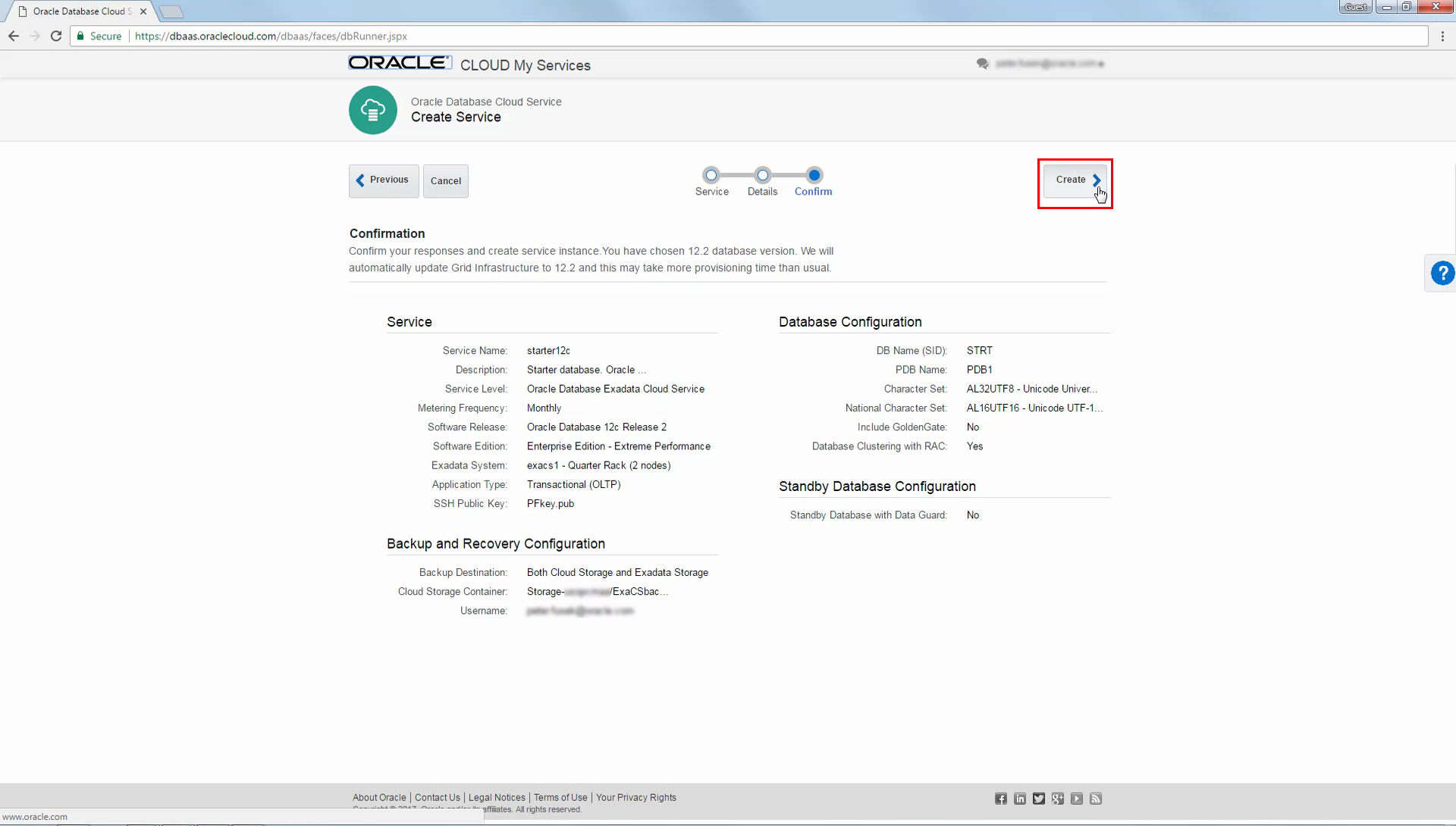 Example of Confirmation page