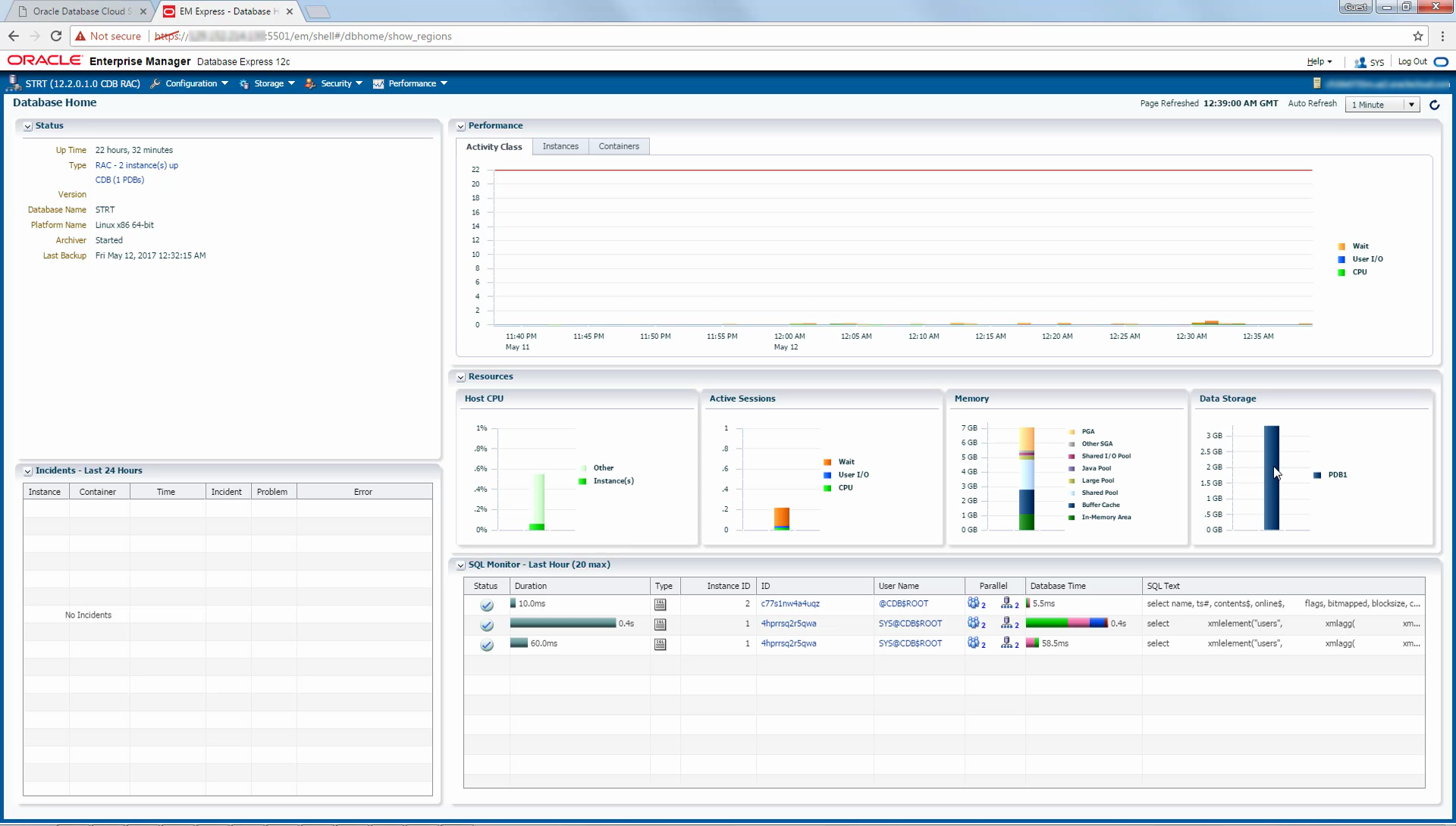 Enterprise Manager console
