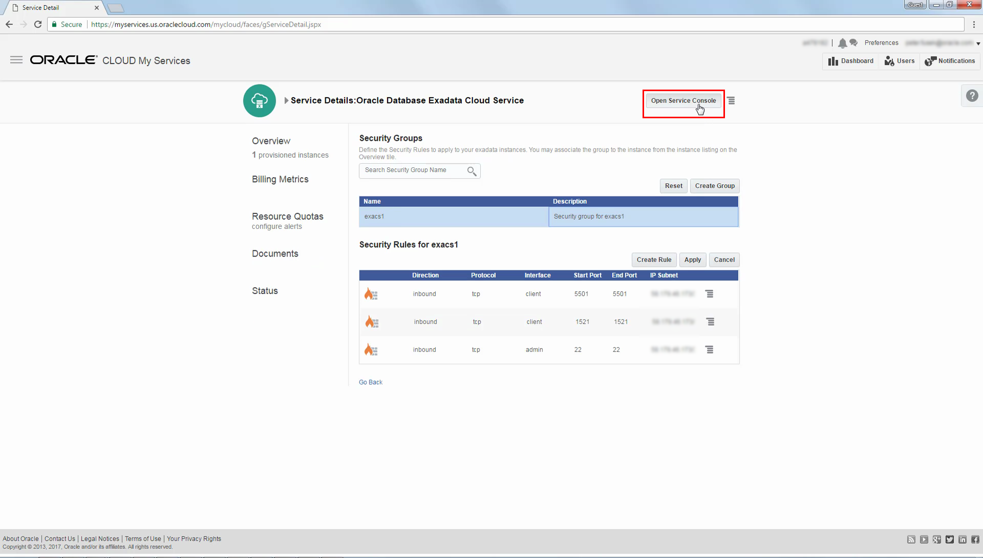 Open Service Console