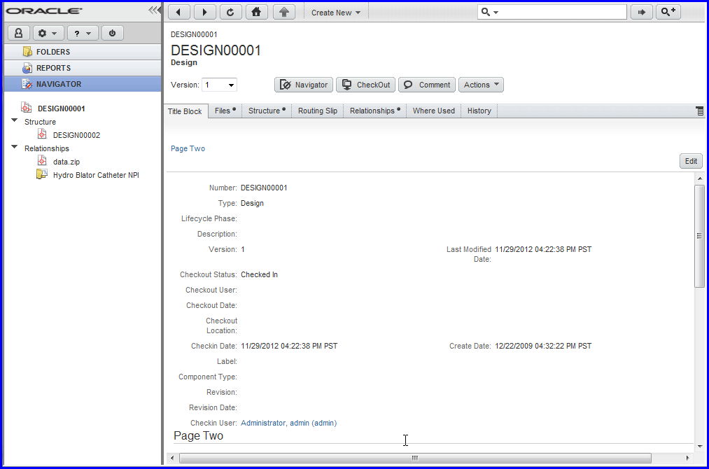 Design object Navigator pane screenshot