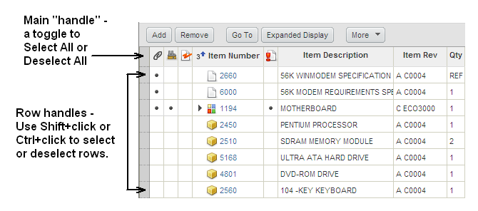 Java Client table, row selection methods