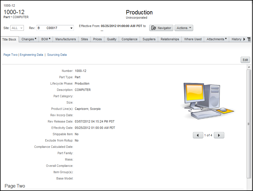 Screenshot, business object page, Web Client