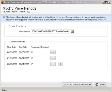 Modify Price Periods Dialog