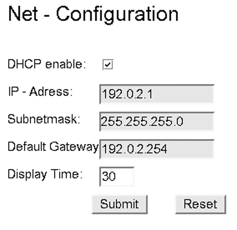 image:Figure showing the Net Configuration web page.