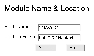 image:Figure showing how to set the name and location of the                                 PDU.