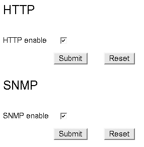 image:Figure showing how to enable or disable HTTP and                                 SNMP.