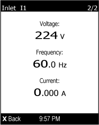 image:Second page of inlet information for single phase HPDU                             model.