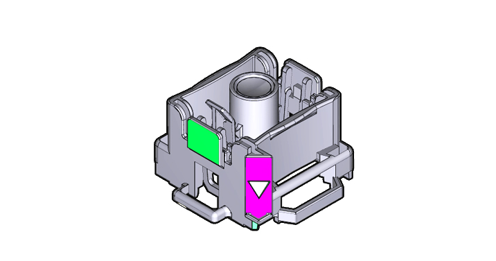 image:Figure showing the color-coded processor removal and replacement                             tool.