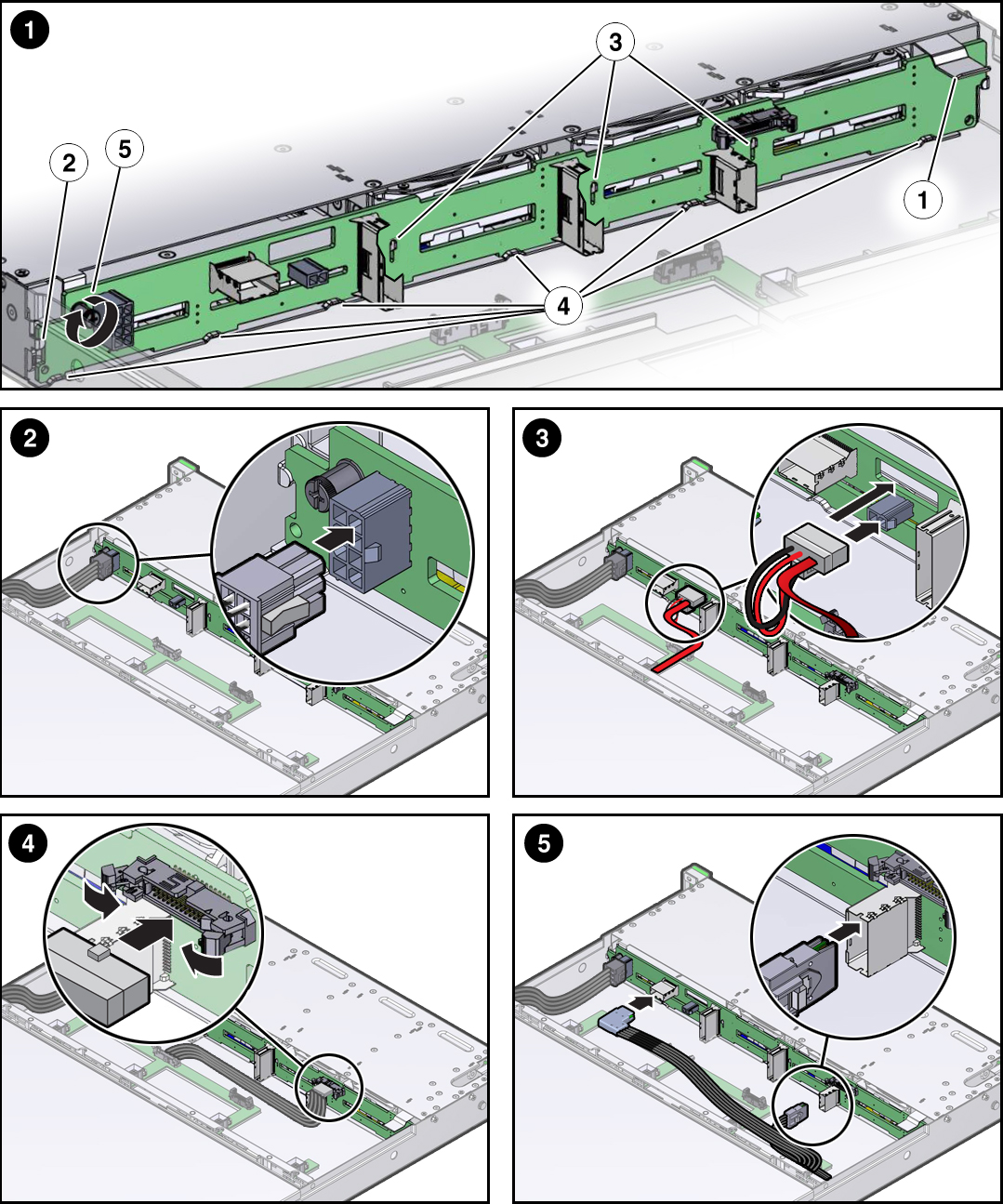 image:Figure showing how to install the storage drive backplane in to                                 the controller.