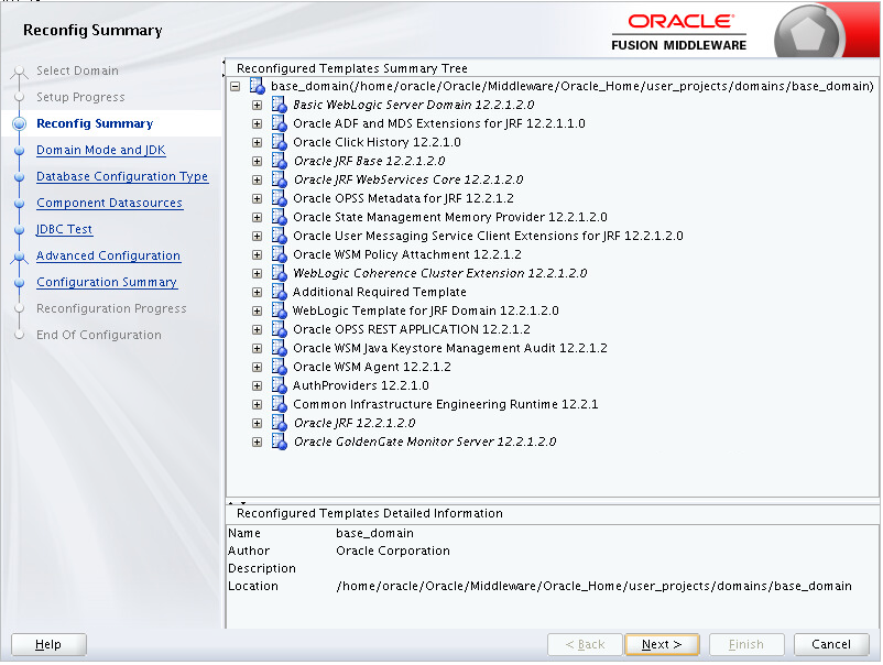 「Reconfiguration Summary」ページです。