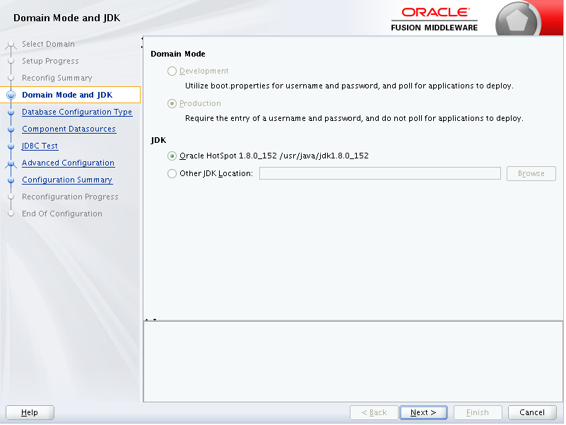 「Domain Mode and JDK」ページ