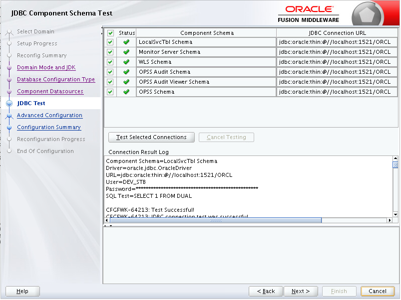 「JDBC Component Schema Test 」ページ