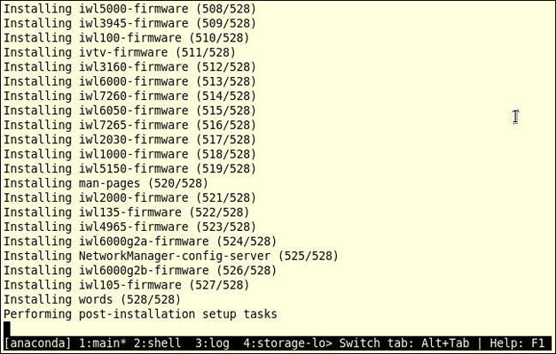image:Screen shot showing the Linux installation.