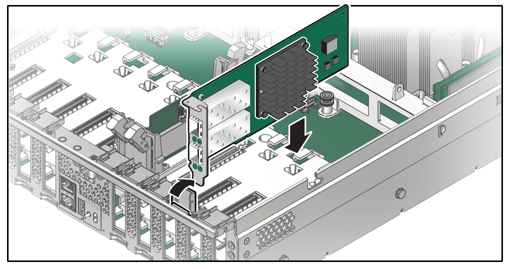 image:Figure showing installing the adapter into the chassis.