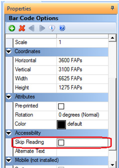This figure shows the Skip Reading option in Documaker Studio.