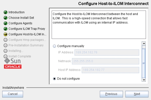 image:「Configure Host-to-ILOM Interconnect」