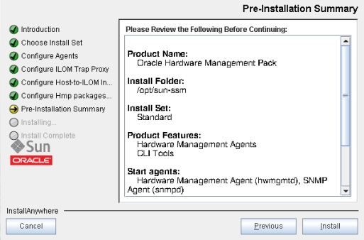 image:「Pre-Installation Summary」画面