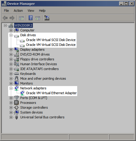 This figure shows device drivers after installation.