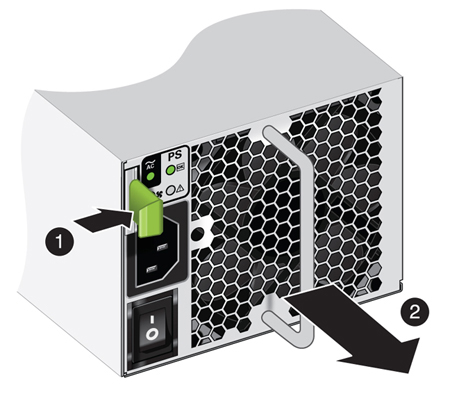 image:Picture of storage shelf power supply with lever open.