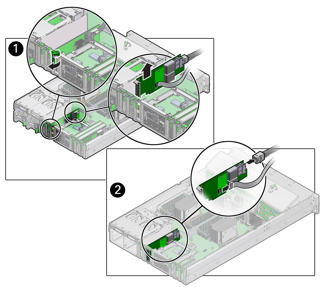 image:Removing the SAS HBA card from its PCIe slot.