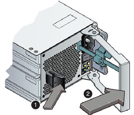 image:Picture of storage shelf power supply with levers open.