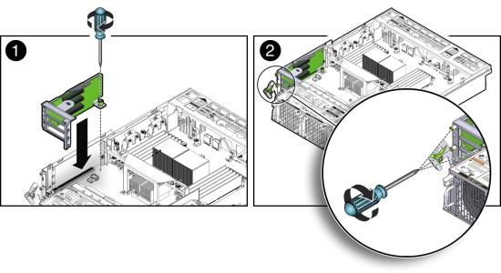 image:Figure showing how to install the PCIe riser.