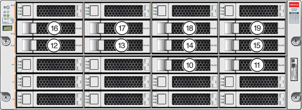 image:Picture showing a available storage slots in basic configuration storage shelf