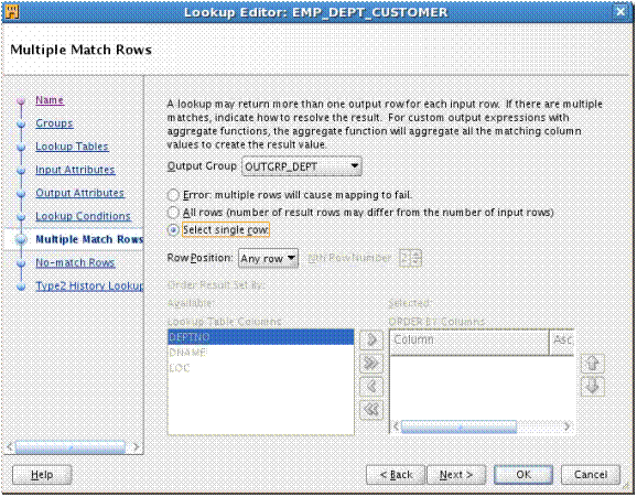 OWBの複数の一致行、単一行、任意行 OWBの複数の一致行、単一行、任意行