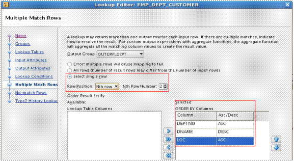 OWBの複数の一致行、単一行、n番目の行 OWBの複数の一致行、単一行、n番目の行