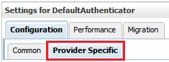Settings control bar with the Provider Specific tab selected