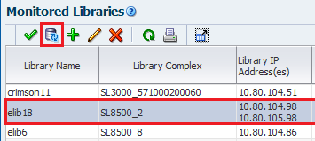 Monitored Libraries table with row and Get Data icon noted.