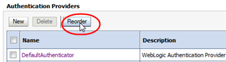 Reorder button selected in Authentication Providers table