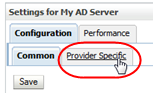 Settings control bar with the Provider Specific tab selected