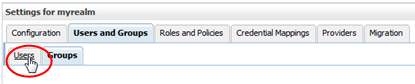 Settings control bar with the Users and Groups tab selected