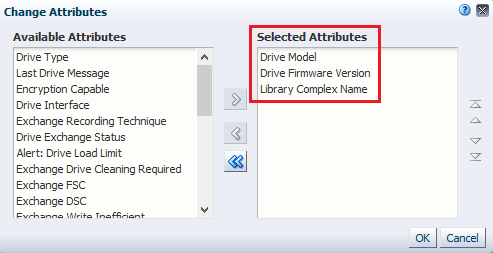 Change Attributes dialog with the Selected Attributes noted.