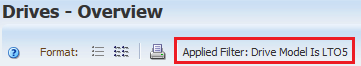Drives Overview toolbar with Applied Filter noted