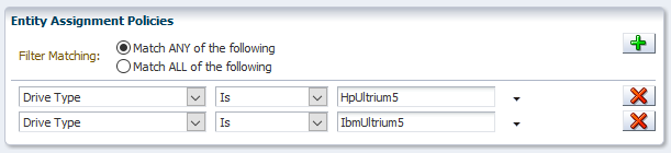 Sample Entities Assignment Policies dialog.