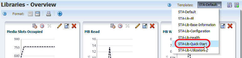 Template menu drop-down with STA-Lib-Quick-Start selected.