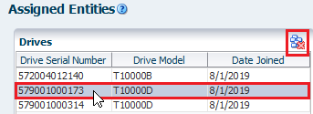 Assigned Entities table with row selected.