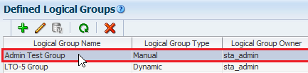 Defined Logical Groups table with row selected.