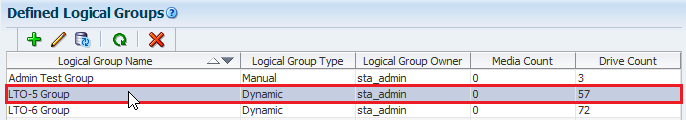 Defined Logical Groups table with row selected.