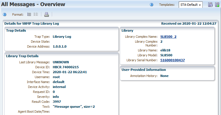 Example of the All Messages Overview details page