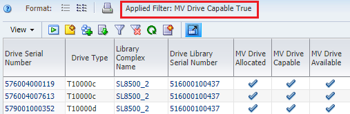 Drives Overview screen with filter: MV Drive Capable True