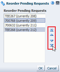 Sample Reorder Pending Requests dialog with arrows noted.