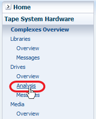 Drives Analysis link noted, under Tape System Hardware.