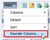 View drop-down with Reorder Columns being clicked