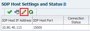 SDP Host Settings and Status table with Edit icon noted