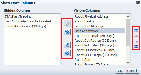 Sample Show More Columns dialog.