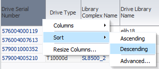 Right-click menu with Sort, then Descending selected